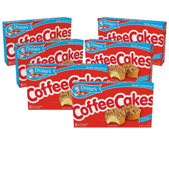 Drake's Coffee Cakes, 48 Individually Wrapped Breakfast Pastries, Cinnamon (Pack of 6)