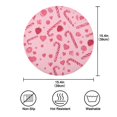 thumbnail image 3 of 15.4" Round Placemat Set of 6 Polyester Fabric Place Mats Non-Slip Dining Kitchen Table Mats for Kitchen Party Decor Pink Candy Cane and Strawberry, 3 of 5