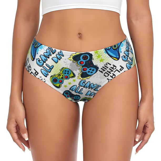 Fotbe Game All Day Calzones Estampados para Mujer – Ropa Interior de Algodón, Cómoda, Suave y Elástica-Large