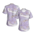 thumbnail image 3 of Yiaed Lavender Glitter Foil Stripes Print Women's T Shirt V-Neck Short Sleeve Shirt Casual Breathable Tee Summer Tops-, 3 of 5