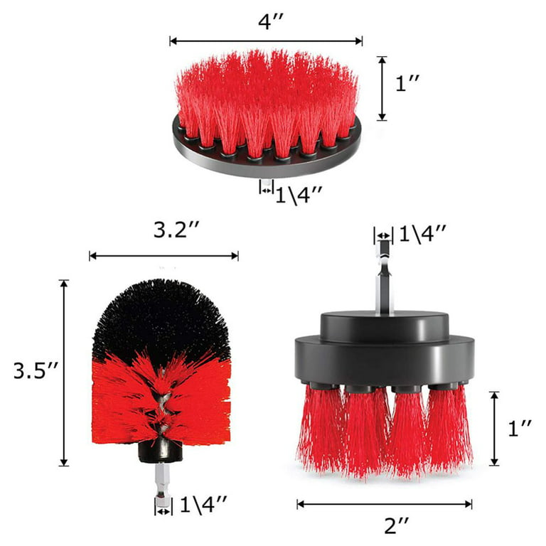 Deep Cleaning Brush Scrubber 3 Pack - 1 Vegetable Brush and 2 Scrub Brushes  - Red