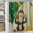 thumbnail image 6 of Orinice Tropical Jungle Animals Shower Curtains Cartoon Funny Monkey and Green Palm Leaves Machine Washable Waterproof Fabric for Bathroom Decor Curtains Set with Hooks,  36x72, 6 of 7