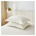 thumbnail image 3 of 2-Piece 100% Cotton Quilted Pillow Shams Embroidered Farmhouse Pillow Shams (Standard, Soft White), 3 of 7