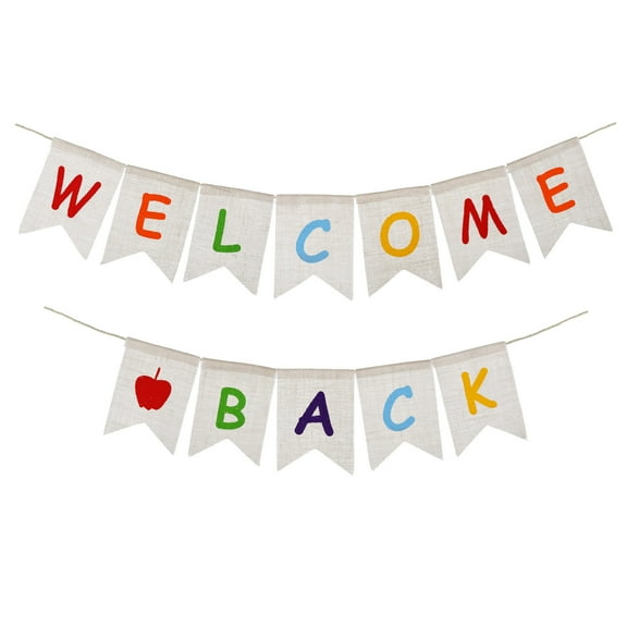 COSMOBETTY Welcome Back Banner for Office Burlap Celebration 1Set
