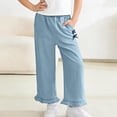 thumbnail image 3 of ZACPNCV Girls Tencel Denim Cargo Pants Wide Leg Flare Jeans Lyocell Summer Lightweight Casual Joggers with Pockets for Kids Outdoor, 3 of 6