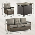 thumbnail image 5 of POCASSY Outdoor Furniture Set with Fire Pit Table - Patio Furniture Set with Outdoor Couch Wicker Patio Chairs and 50000BTU Fire Pit, Wicker Patio Furniture Set for Backyard Porch, Gray, 5 of 11