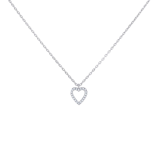 925 Sterling Silver Womens Cubic Zirconia Love Heart Charm Necklace 16 2 Inch 11mm Long Pendant Necklace for Women