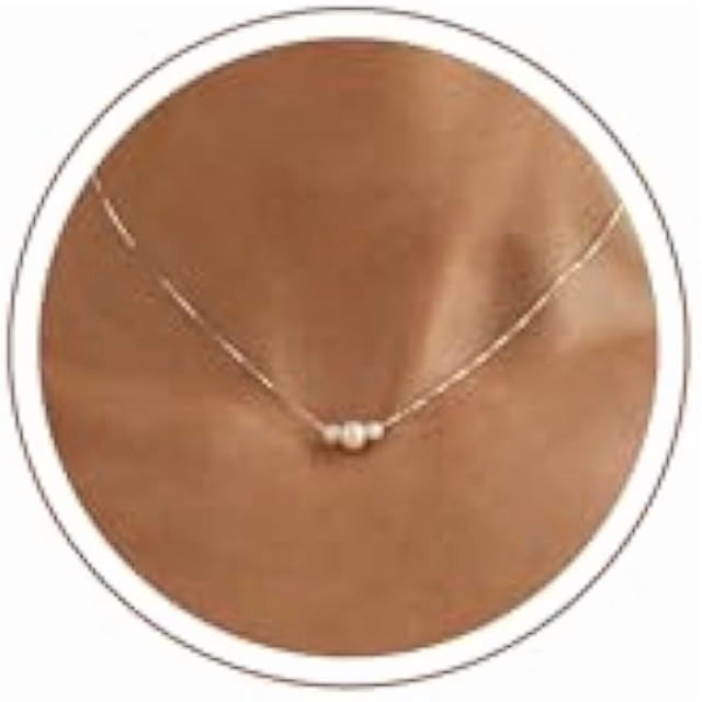 Chenchen Gold Pearl Necklaces for Women Trendy, 14K Gold Plated Dainty Necklace Simple Layered Pearl Necklaces for Women Trendy Wedding Birthday Jewelry