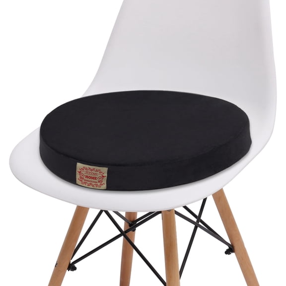 Shinnwa Round Chair Cushion Memory Foam Chair Pad with Removable Cover, 16" x 16" x 2", Black