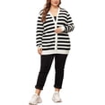 thumbnail image 2 of Agnes Orinda Plus Size Cardigan Sweater for Women V Neck Button Down Open Front Long Sleeve Striped Knit Cardigans 4X Black, 2 of 5