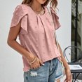 thumbnail image 5 of T-Shirts For Women Sevevn Women's Fashion Short Sleeves Round Neck Solid Color Loose Tops Blouse Knitted Sweater, 5 of 8