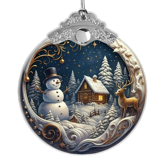 2025 Christmas Ornaments - Exquisite Acrylic Baubles with Snowman & Winter Scene Designs, Ideal for Christmas Tree Decoration & Collection