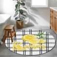 thumbnail image 3 of Summer Lemon Watercolor Round Area Rug 3.3Ft Washable Circle Rugs for Dining Room Table, Geometric Black Line Plaid Non-Slip Carpet Floor Mats Indoor Outdoor Carpet Runner Aesthetic Home Decor, 3 of 8