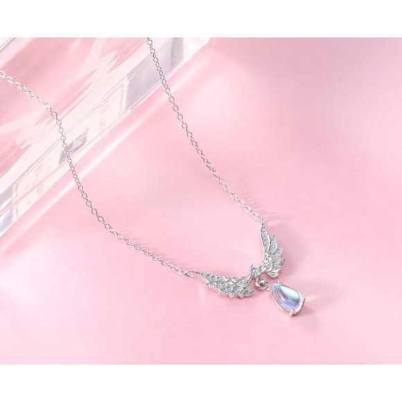 Angel Wings Necklace Guardian Angel Wings Pendant Birthstone Necklace for Women Jewelry Gifts