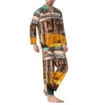 thumbnail image 2 of Logiee Modern Urban Monkey Print Mens Long Sleeve Pajama Set,Notched Collar Pajamas for Men, Men's Sleepwear,Mens Sleepwear with Pockets & Button Down-Medium, 2 of 7