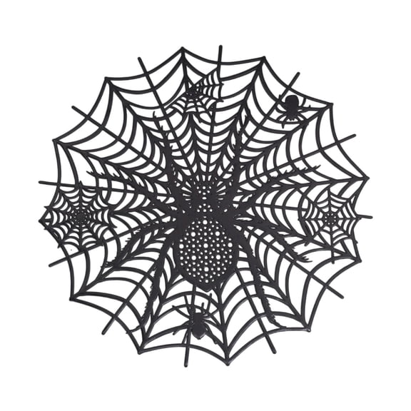 SLYNSHome Halloween Spider Web Pattern Placemat,Black Waterproof Oil Proof Heat Resistant Table Mat, Holiday Dining Kitchen Decor For Seasonal Parties
