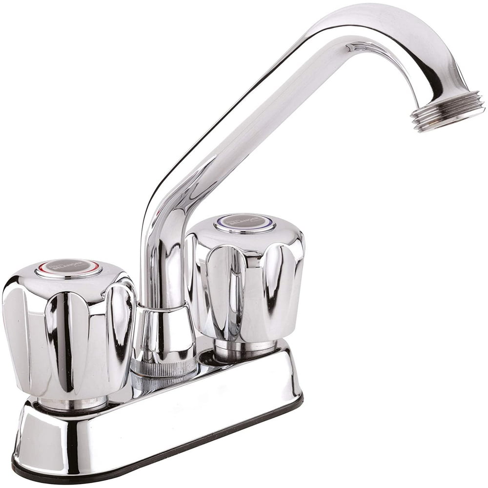 3040W Dual Handle Laundry Tub Faucet with Swivel Spout and Hose End for