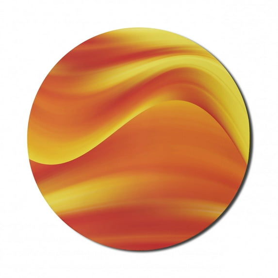 Orange Mouse Pad for Computers, Digital Waves with Different Tones with Motion Effect Smooth Hot Lines Art Print, Round Non-Slip Thick Rubber Modern Mousepad, 8" Round, Burnt Orange, by Ambesonne