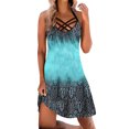 thumbnail image 1 of Womens Dresses Summer Sleeveless Vintage Daily Lace Up Pullover Vintage Print Hollow Out V-Neck Sun Loose Beach Mini Casual Dress Black M, 1 of 4