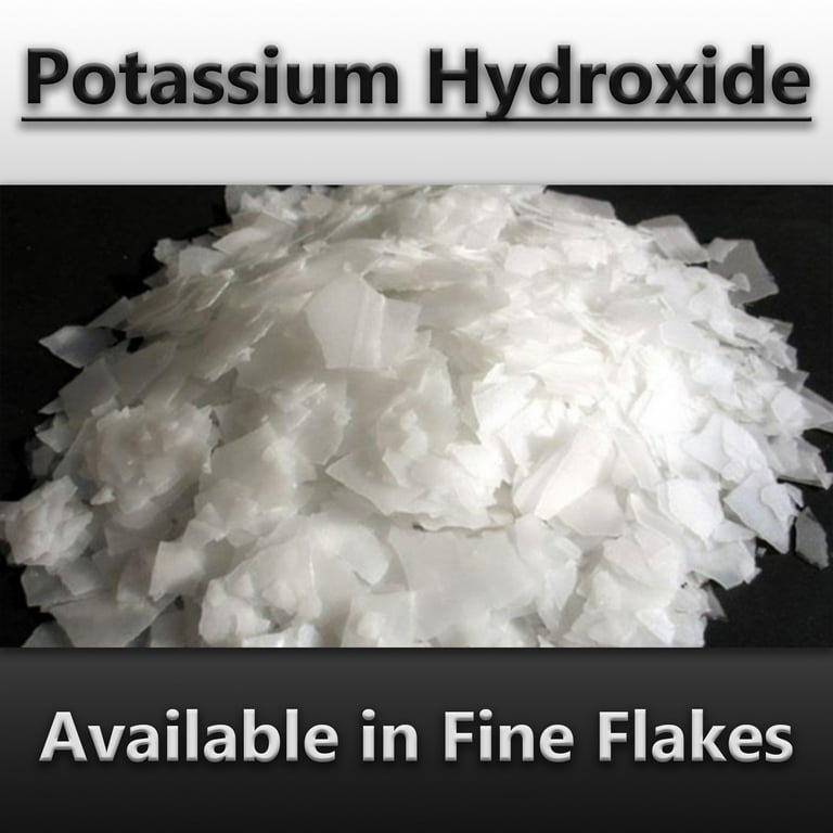 Potassium Hydroxide Flakes KOH, Caustic Potash Anhydrous KOH Dry - 32 lbs -  16 x 2lb Bottles: Essential Depot