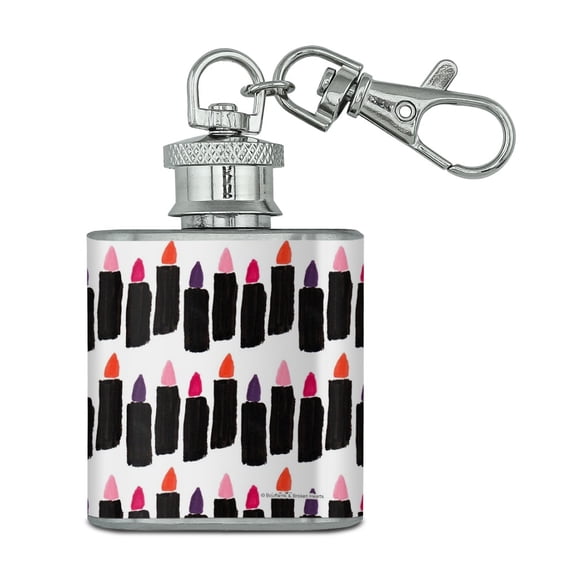 Painterly Lipstick Stainless Steel 1oz Mini Flask Key Chain