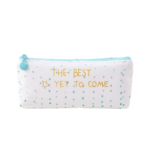 Qholemyo Ultra Slim Canvas Zipper Pencil Case Supplies Pencil Pouch Large Capacity Portable Student Stationery Organizer Bag