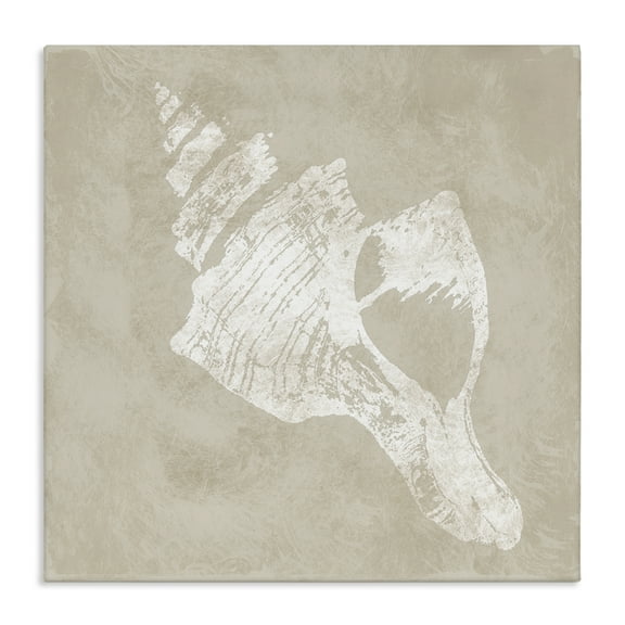 Stupell Industries Rustic Distressed Conch Nautical & Beach Painting Wrapped Canvas Art Print Wall Art, 17 x 17