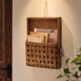 thumbnail image 4 of Woven Wall Basket,Rectangular Wall Mount Storage Box with Rope for Home Office Bathroom, 4 of 7