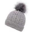 thumbnail image 3 of Arctic Paw Sherpa Lined Knit Beanie with Faux Fur Pompom,Grey, 3 of 4