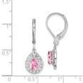 thumbnail image 2 of 925 Sterling Silver Pink Tourmaline Leverback Earrings Drop Dangle, 2 of 6