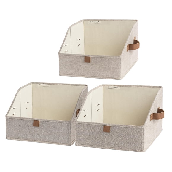 StorageWorks Bacs de Rangement pour Placard, Boîte Organisatrice Trapézoïdale pour Étagères, Bac à Vêtements en Tissu, Paniers Pliables avec Poignées, Petit, Brun