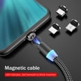 thumbnail image 2 of Magnetic Charging Cable,3-in-1 Nylon Braided Cord,Rotation Magnetic Phone Charger, 3 in 1 Magnetic Cable Compatible with Micro USB, Type C and iProduct Device,6.56ft,Gray, 2 of 10