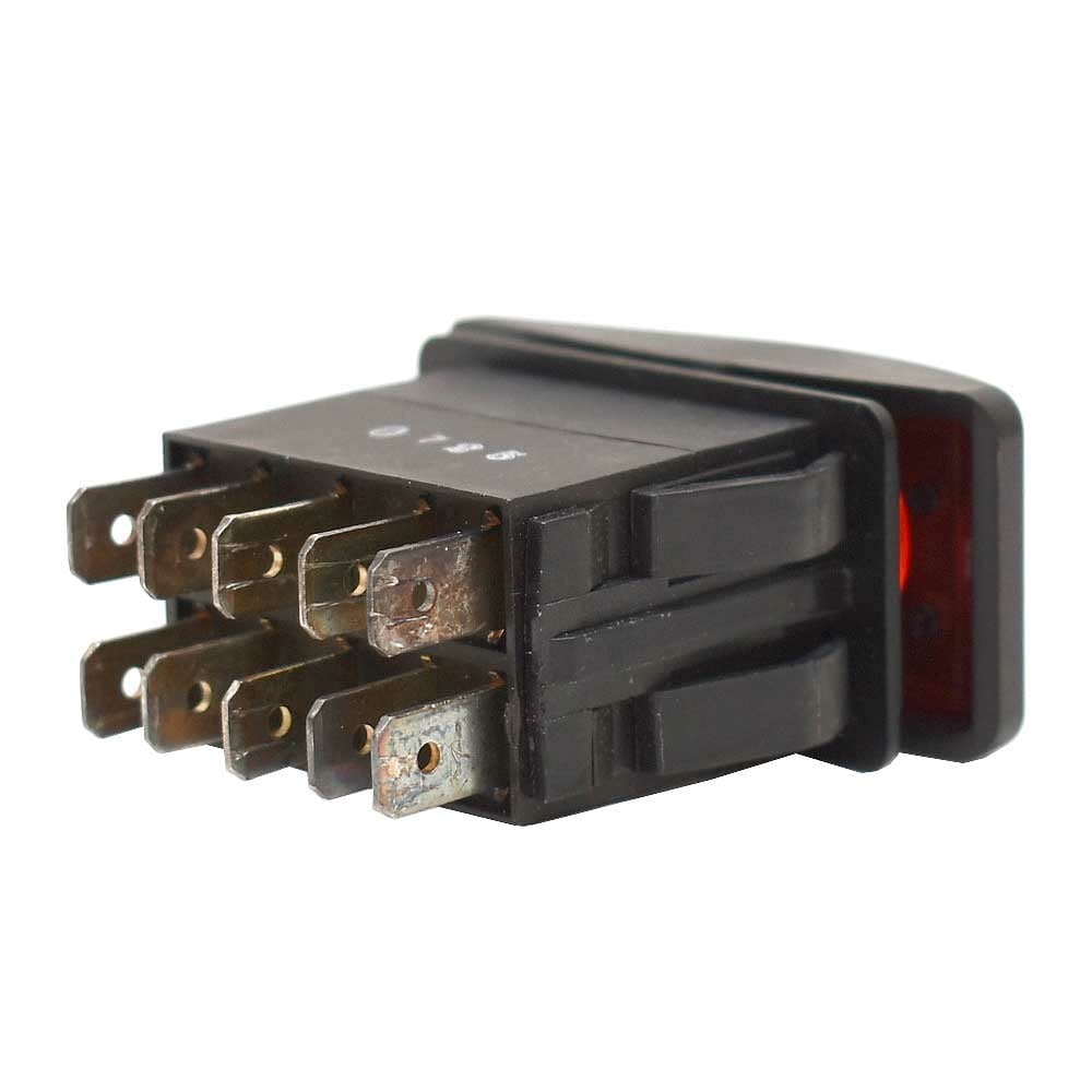 DNA On/Off/On Boat Rocker Switch | Nav/Anc 10-Spade Red 12V Lit