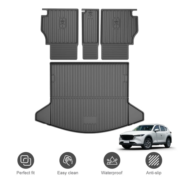 All Weather TPE Cargo Mat & Rear Backrest Mat Compatible with 2017-2025 Mazda CX-5 Trunk Mat Seat Cover Protector Auto Accessories