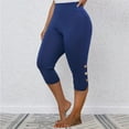 thumbnail image 2 of ShomPort Capri Leggings for Women Summer Elastic High Waist Yoga Gym Workout Pants, 2 of 8