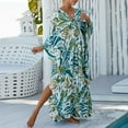 thumbnail image 2 of WTOBBY Women's Beach Cover-Up Swimsuit Bikini Outerwear Flowy Long Sleeve Dress Swimsuit Cape Jacket for Summer Poolside Resort Wear,Royal Blue One Size, 2 of 5