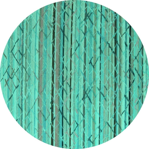 Ahgly Company Indoor Round Abstract Turquoise Blue Modern Area Rugs, 7' Round