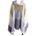 thumbnail image 5 of Capa con capucha a cuadros para mujer, poncho, capa con capucha, chal con borlas, 5 of 5