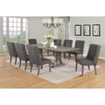 thumbnail image 2 of Rustic Gray Wood 9pc Dining Set with Table and Gray Linen Chairs, 2 of 9