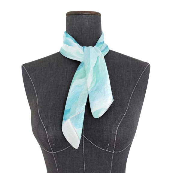 Square Scarf 24x24 Inch Serene Coastal Wave Print Silky Satin Sun Protection Neck Scarf for Women Multi-Purpose Head Wrap Bandana for Hair Bag Decoration