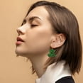thumbnail image 4 of St. Patrick's Day Leather Earrings, Green Shamrock and Hat Dangle Earrings for Women, Irish Holiday Festival Jewelry Accessories, 4 of 6
