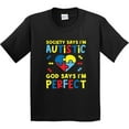 thumbnail image 3 of Inktastic Society Says I'm Autistic God Says I Am Perfect Youth T-Shirt, 3 of 5