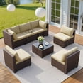 thumbnail image 2 of Outdoor Furniture Set 7-Piece Patio Conversation Set with Tempered Glass Coffee Table in Gray, Summer(All Seasons), 2 of 7