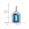 thumbnail image 4 of Auriga Fine Jewelry 14K White Gold Emerald-cut Blue Topaz and Diamond Halo Pendant for Women (L-20mm, W-9.6mm), 4 of 6