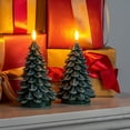 thumbnail image 5 of Homemory Christmas Tree Candles with 6 Hours Timer, 2 Pcs Waxy LED Flameless Candles Flickering, Green Electric Candles Battery Operated for New Year Celebration Holiday Decorations 8.5 Inches, 5 of 8