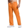 thumbnail image 2 of Dwelliawo Men's Lightweight Sweatpants Straight Leg Open Bottom Casual Sweatpant Lounge Fall Winter Athletic Yoga Pants with Pockets Clearance Saffron L, 2 of 7