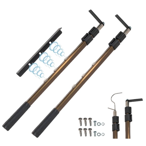 2 Pack 5 Ft Extendable Truck Bed Cargo Grabber Tool - Telescoping Long Reaching Tool, Aluminum Pole with Y-Hook & Spade, Magnetic Mount, Quick-Release Handle Truck Bed Retriever Tool