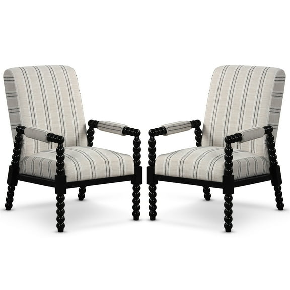 Gymax 2PCS Accent Chair Upholstered Armchair w/ Rubber Wood Frame Ergonomic Backrest