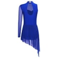 thumbnail image 4 of iiniim Women's Lyrical Dance Costume Rhinestone Asymmetrical Skirted Leotard Figure Ice Skating Dress Blue XL, 4 of 7