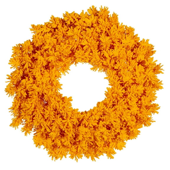 24" Flocked Yellow Wreath 150Tips